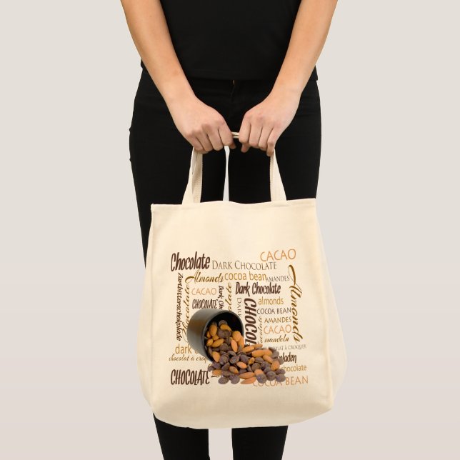 Chocolate Bits and Almonds Close Up Photograph Tote Bag (Front (Product))