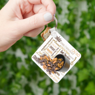 Chocolate Bits Nuts Typography Word Cloud Key Ring