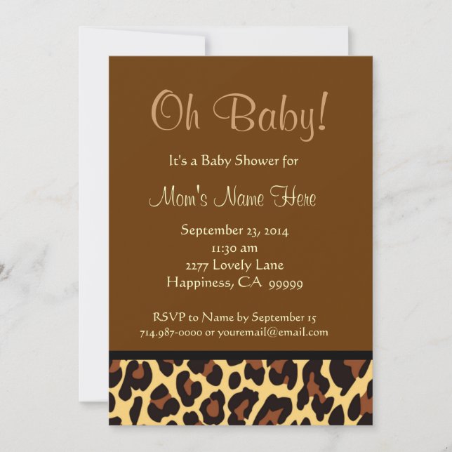 Chocolate Black Gold Leopard Baby Shower Invitation (Front)