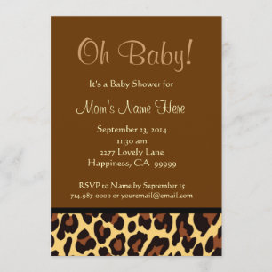 Chocolate Black Gold Leopard Baby Shower Invitation