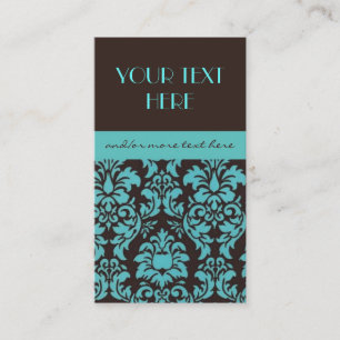 Chocolate&Blue Damask Business Card
