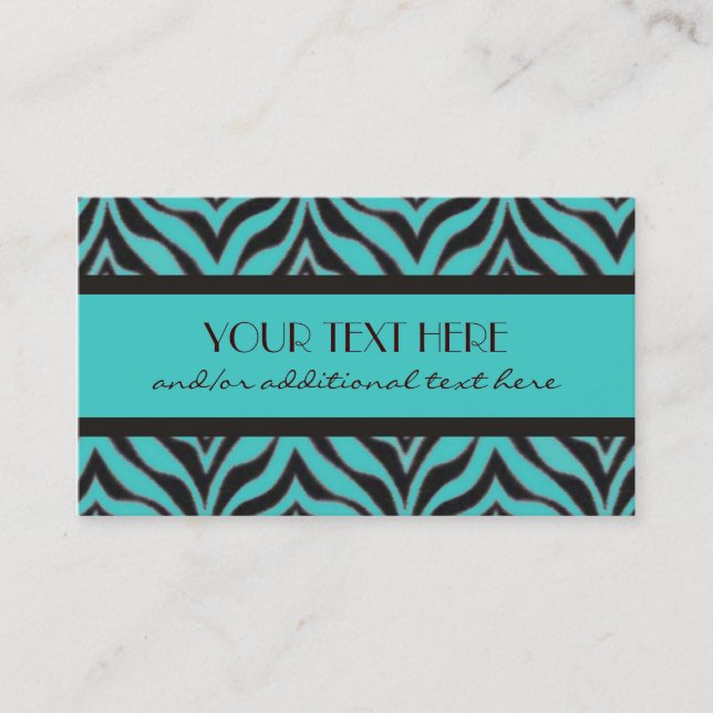 Chocolate Blue Zebra Print Business Card (Front)