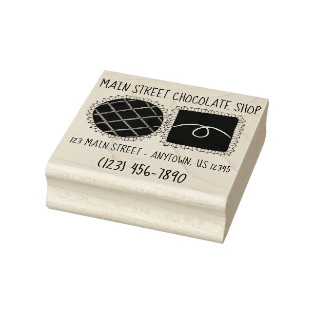 Chocolate Bon Bon Candy Shop Chocolatier Address Rubber Stamp (Stamp)