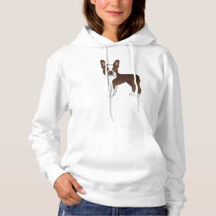 Chocolate Boston Terrier Cute Cartoon Dog Design Hoodie