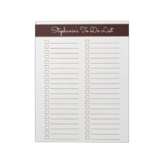 Chocolate Brown 8.5x11 Two Column Checklist Notepad