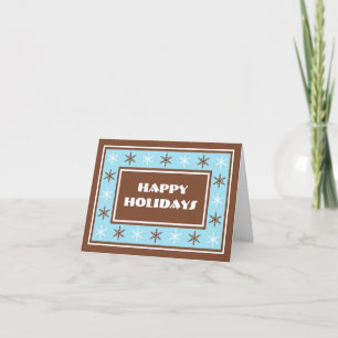 Chocolate Brown and Blue - Happy Holidays Card