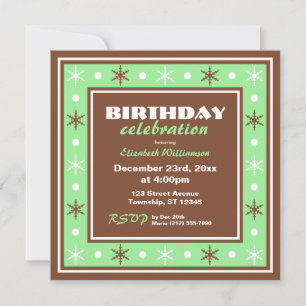 Chocolate Brown and Green Birthday Celebration Invitation