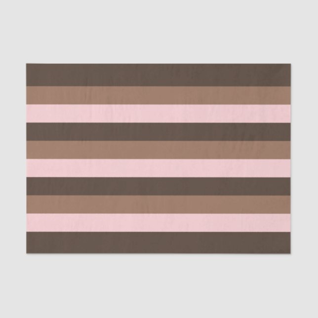 Chocolate brown and pink stripes tissue paper (Front)