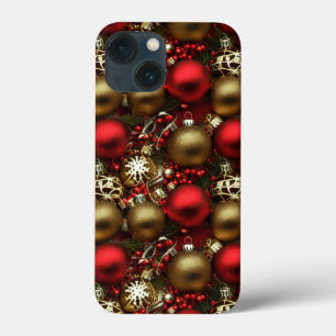 Chocolate Brown and Ruby Red Christmas Ornaments iPhone 13 Mini Case
