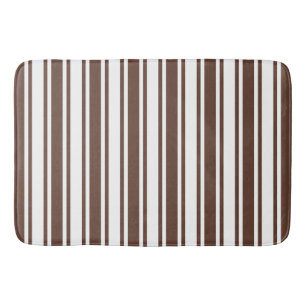 Chocolate brown and white candy stripes bath mat