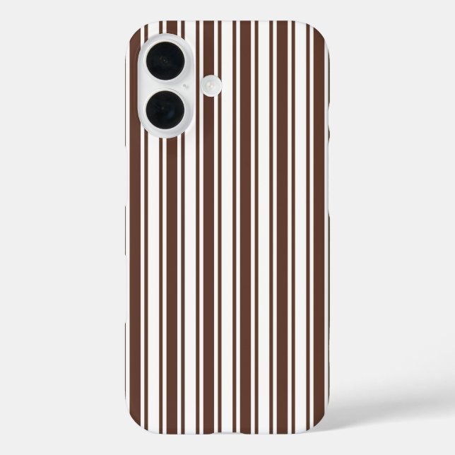 Chocolate brown and white candy stripes Case-Mate iPhone case (Back)