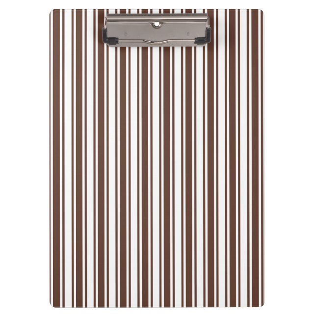 Chocolate brown and white candy stripes clipboard (Front)