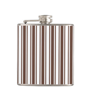Chocolate brown and white candy stripes hip flask