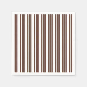 Chocolate brown and white candy stripes napkin