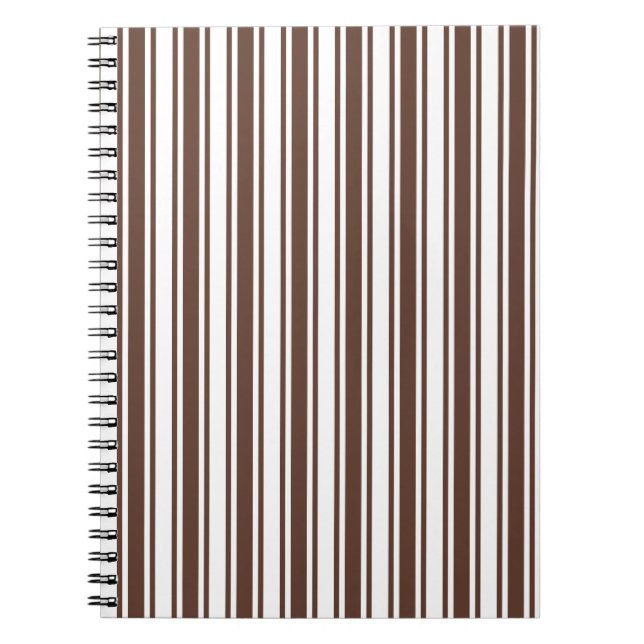 Chocolate brown and white candy stripes notebook (Front)