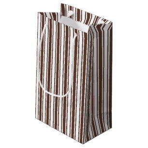 Chocolate brown and white candy stripes small gift bag