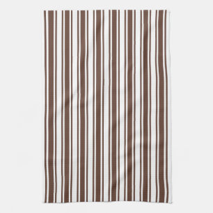 Chocolate brown and white candy stripes tea towel