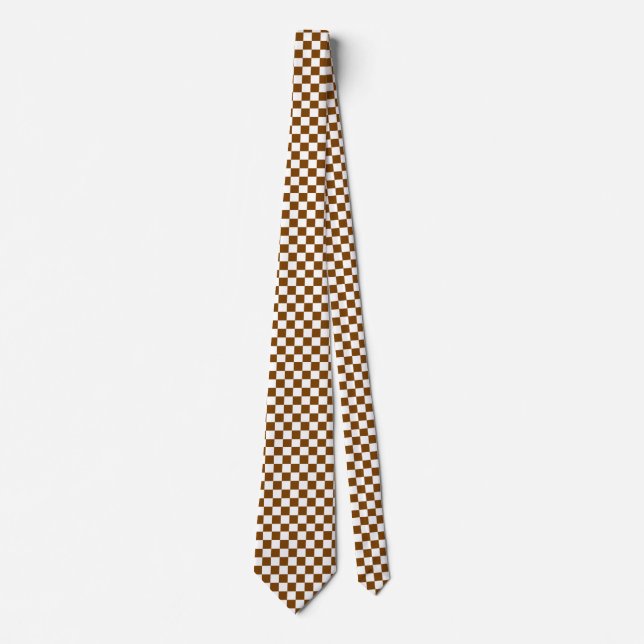 Chocolate Brown and White Checkered Tie (Front)