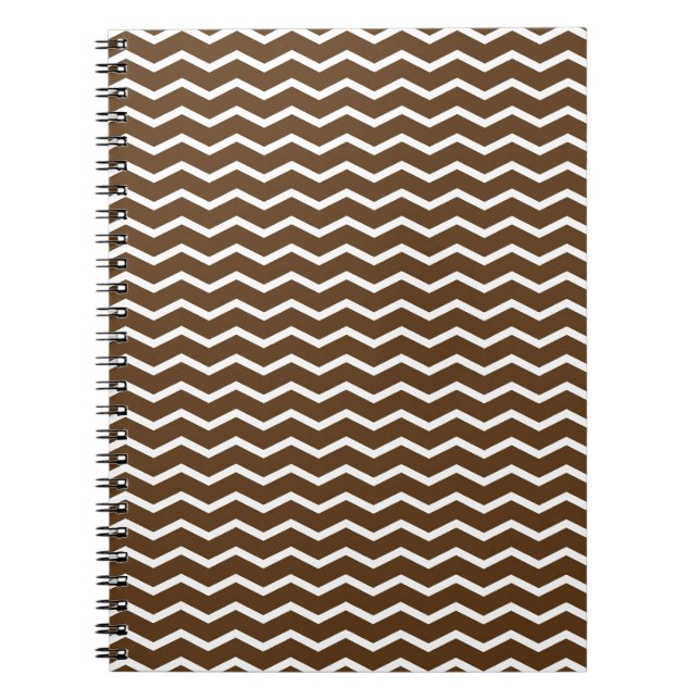 Chocolate Brown and White Chevron Pt68 Spiral Notebook (Front)