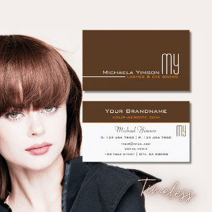 Chocolate Brown and White with Monogram Elegant Business Card