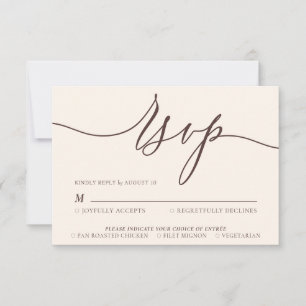 Chocolate Brown beige Minimal Modern RSVP Card