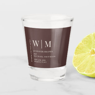Chocolate Brown Beige Modern Event Wedding Shot Glass