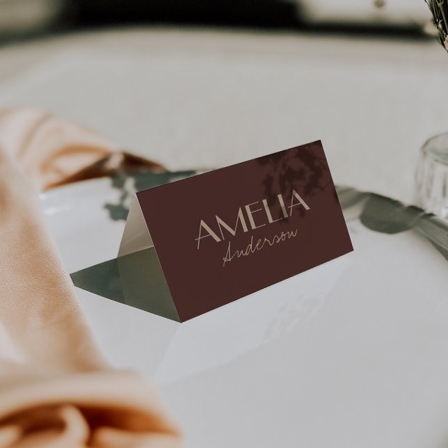 Chocolate Brown Beige Retro Wedding Place Cards    (Creator Uploaded)
