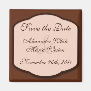 Chocolate Brown & Beige Save the Date Magnet