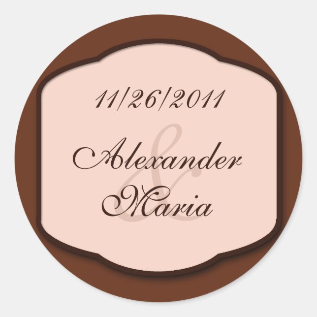 Chocolate Brown & Beige Wedding Envelope Seals (Front)