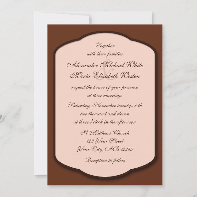 Chocolate Brown & Beige Wedding Invitations (Front)