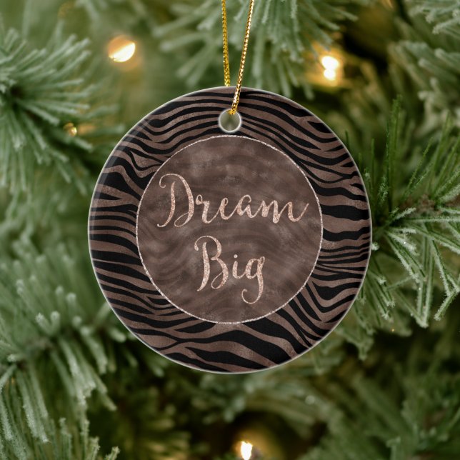 Chocolate Brown Black Zebra Blush Glitter Dream    Ceramic Tree Decoration (Tree)