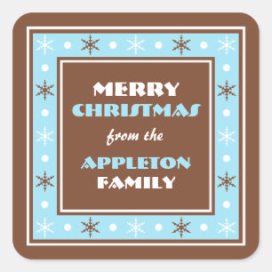 Chocolate Brown & Blue Holiday Envelope Seals