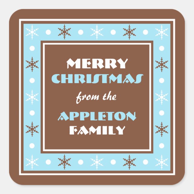 Chocolate Brown & Blue Holiday Envelope Seals (Front)