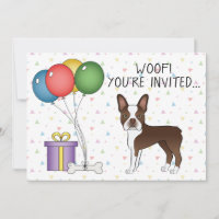 Chocolate Brown Boston Terrier Cute Dog - Birthday