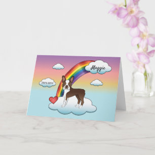 Chocolate Brown Boston Terrier Rainbow Memorial Card