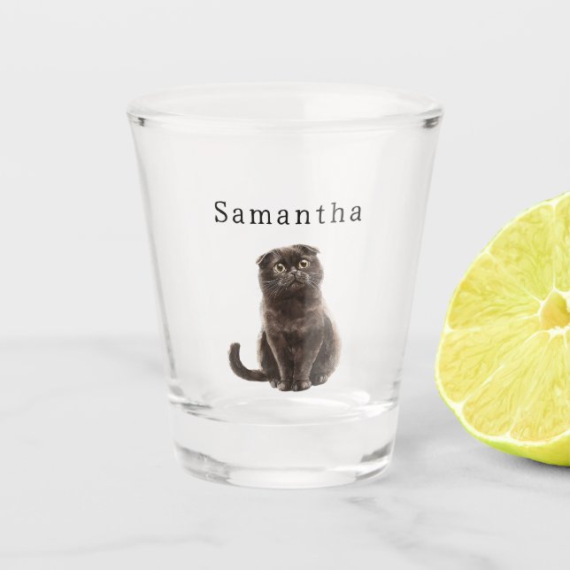 Chocolate Brown Cat Shot Glass (Front)