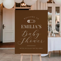 Chocolate Brown Chic Baby Shower Welcome Sign