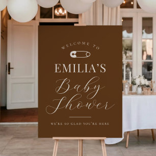 Chocolate Brown Chic Baby Shower Welcome Sign