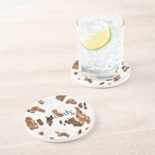 Chocolate Brown Cream Cow Print Coaster