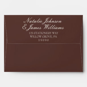Chocolate Brown Cream Old Money Vintage Wedding Envelope