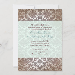 Chocolate Brown Damask Wedding Invitation
