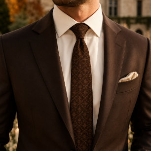 Chocolate Brown Damask Wedding Tie Vintage Groom