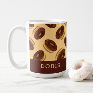 Chocolate brown doughnuts pattern coffee mug