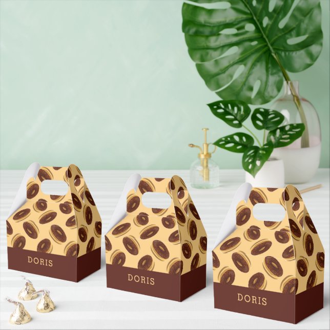Chocolate brown doughnuts pattern favour box (Multiple)