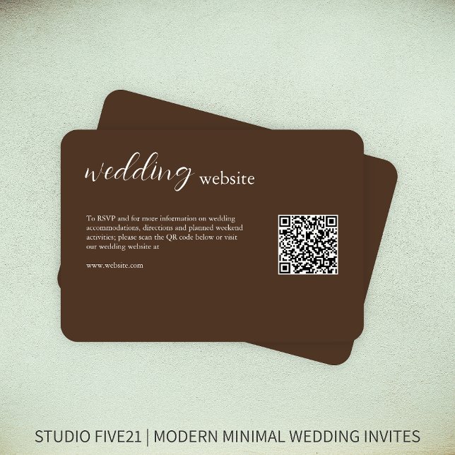 Chocolate Brown • Elegant Modern Wedding Enclosure Card (Creator Uploaded)