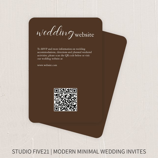 Chocolate Brown • Elegant Modern Wedding Enclosure Card (Creator Uploaded)