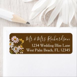 Chocolate Brown Elegant Wildflower Return Address