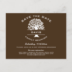 Chocolate Brown Family Tree Reunion Save the Date Announcement Postcard