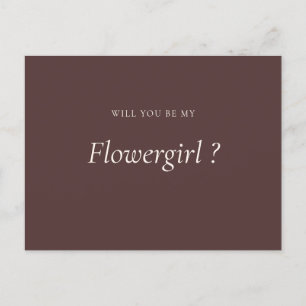 Chocolate Brown Formal Be My Flowergirl Invitation Postcard