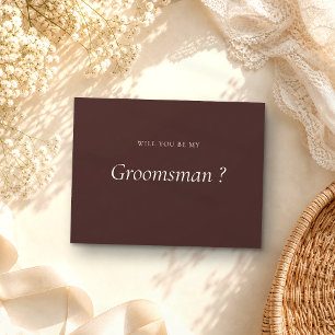 Chocolate Brown Formal Be My Groomsman Invitation Postcard